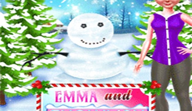 Emma und Schneemann Weihnachten