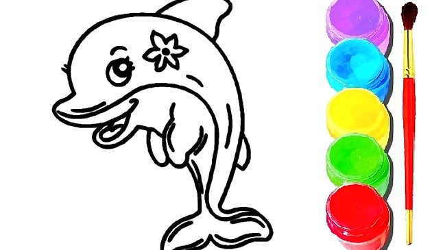 Libro da colorare del delfino