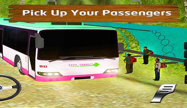 Autista di autobus passeggeri in salita fuoristrada 2k20
