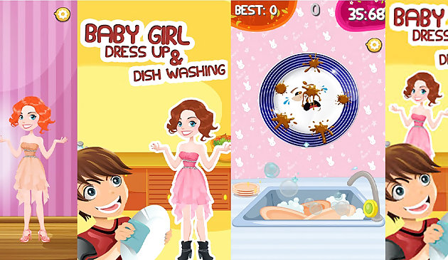 Chica vestirse & Dishwashing