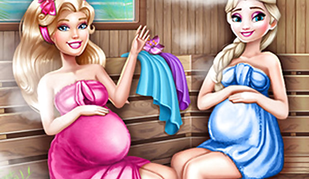 Милые беременные мамочки в сауне