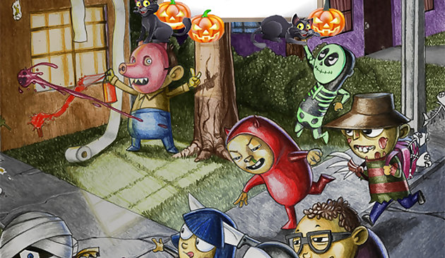 Quebra-cabeça de slide de Halloween de desenho animado