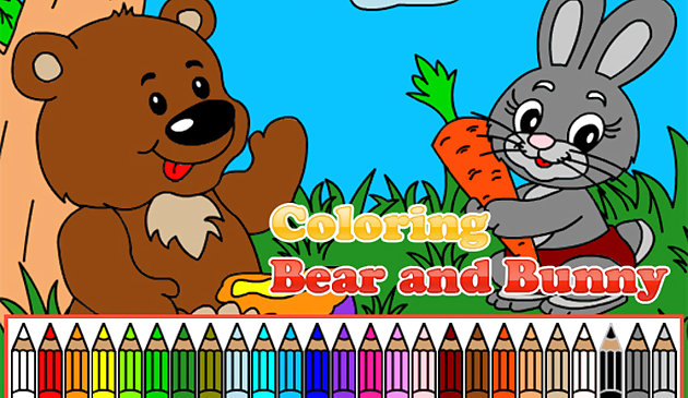 Coloriage Ours et Lapin