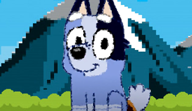 Синяя собака пиксель