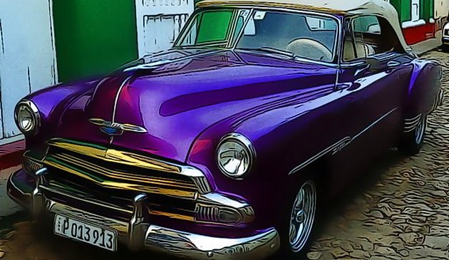 Küba Vintage Arabalar Yapboz