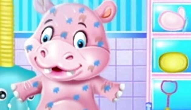 Baby Hippo Bath Time - 宠物护理
