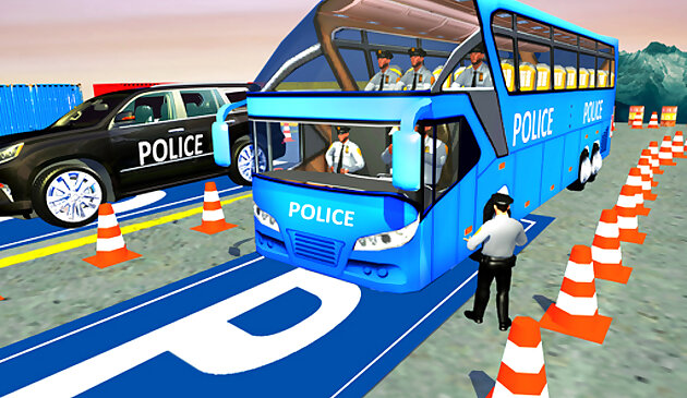 Estacionamento de ônibus da polícia dos EUA 3D